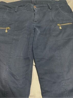 Bogner Dark Blue Chinos with Gold B-Zipper Accents